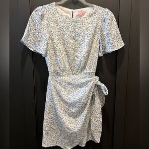 Pink Lily Floral Wrap Tie Mini Dress